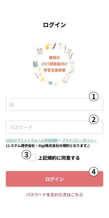 電子クーポンログイン画面